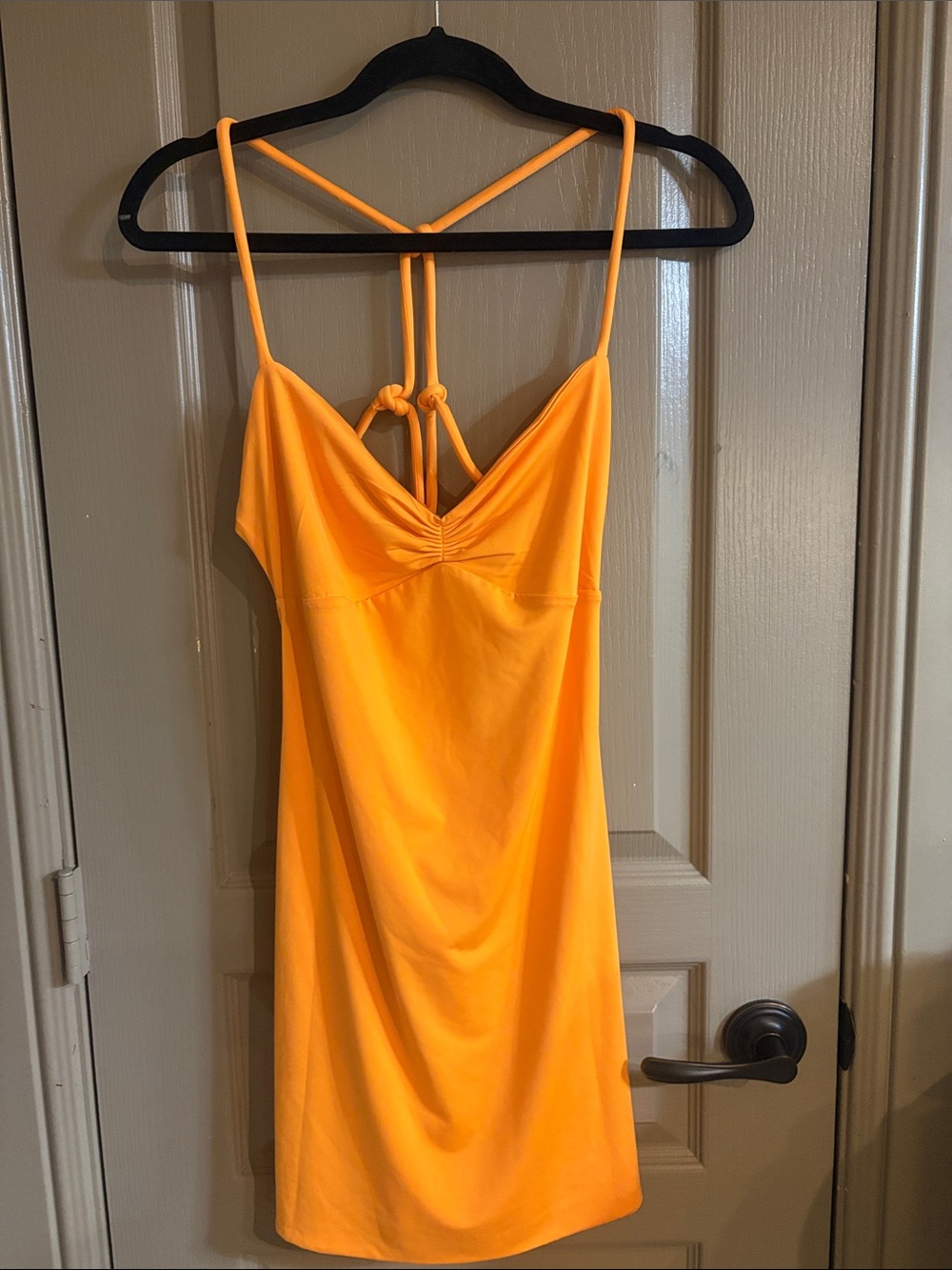 NWT Meshki Bright Orange Slip Chemise with Knotted Back Straps